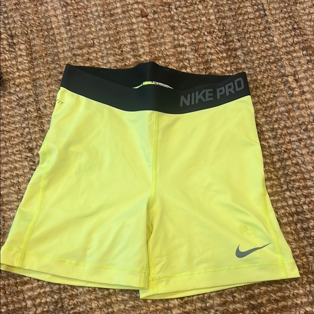 Nike Pro Women's Neon Yellow Athletic Shorts
